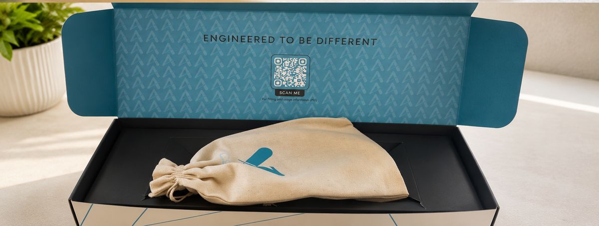 Everything Feet orthotics box opened showing protective cotton pouch
